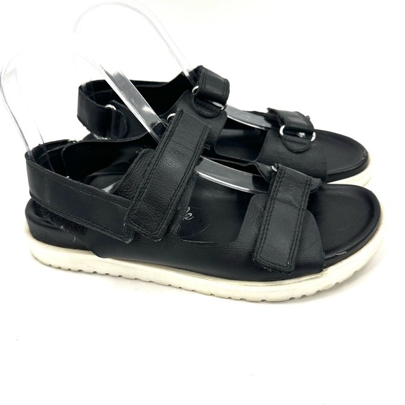 Free People New Moon Sandals Sz 38 US 8 Black Leather Strappy Boho Shoes - Picture 3 of 10